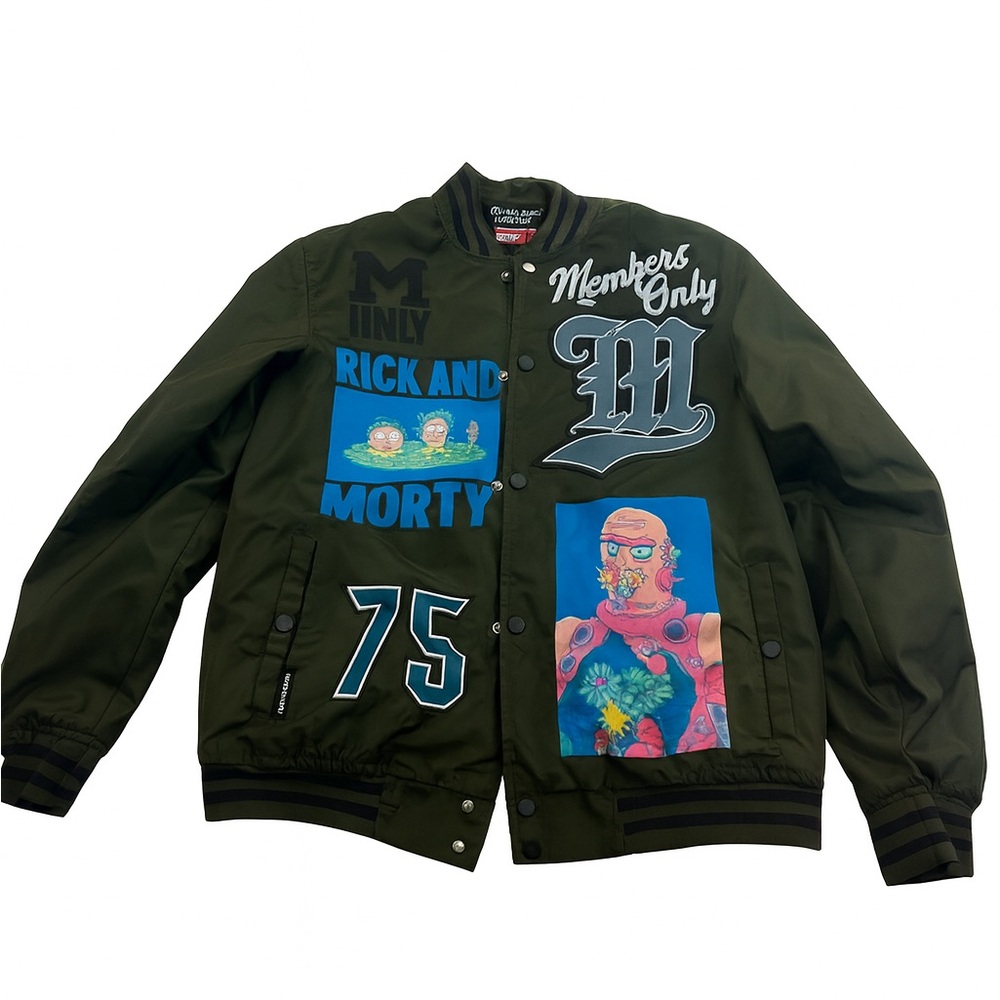 Members Only Olive Rick and Morty Bomber Jacket